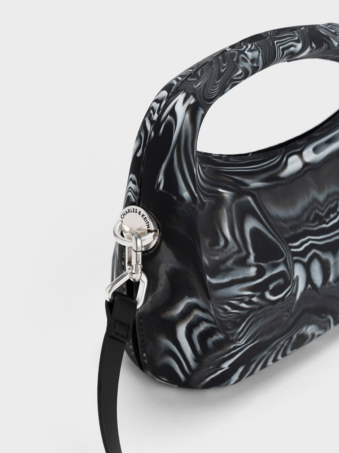 Cocoon Top Handle Printed Bag, Black, hi-res