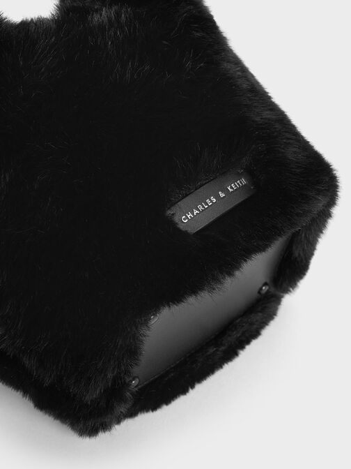 Yama Furry Chain-Handle Bag, Noir, hi-res