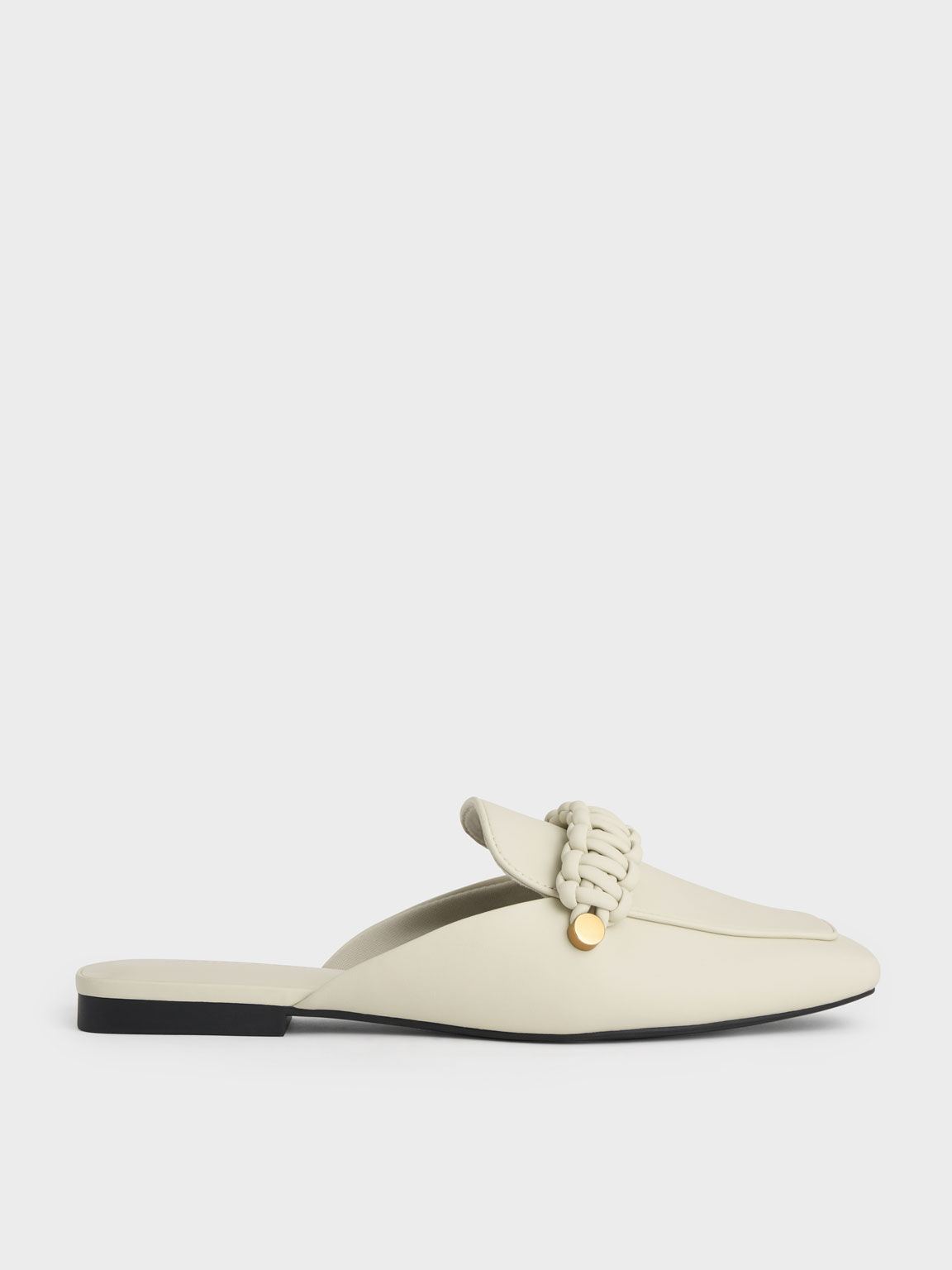 Braided Penny Loafer Mules, Chalk, hi-res