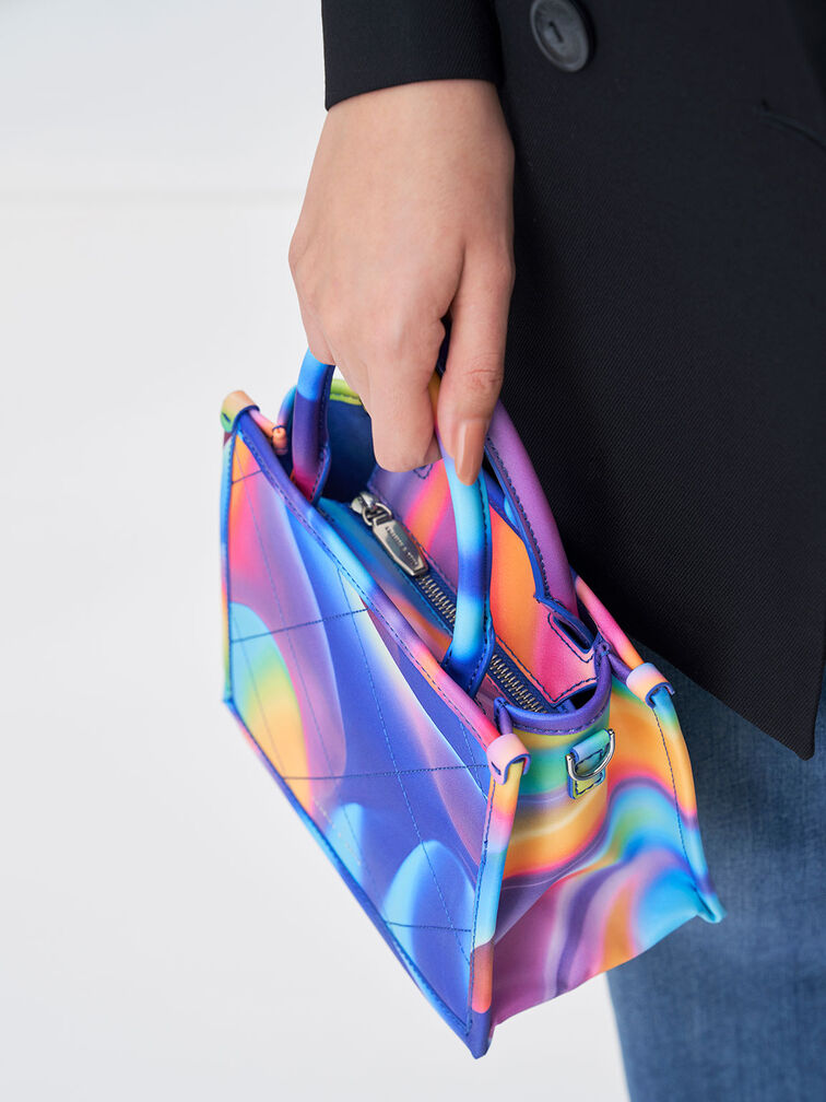 Bolso tote acolchado con doble asa Celia, Aurora, hi-res