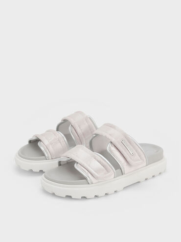 Clementine Recycled Polyester Sports Sandals, Silver, hi-res