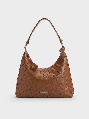 Ivette 編織流浪包, 巧克力, hi-res