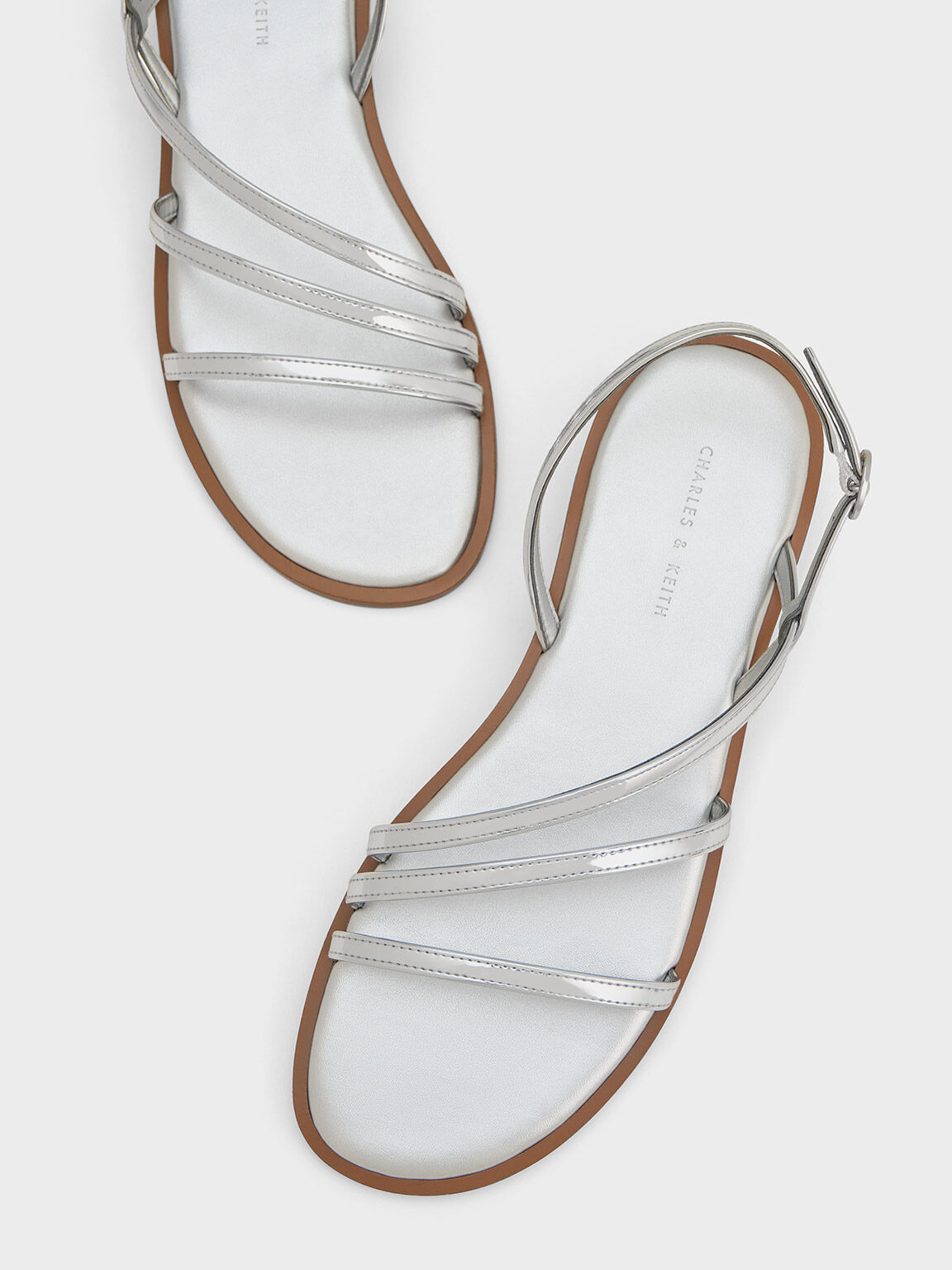 Silver strappy cheap flat sandals