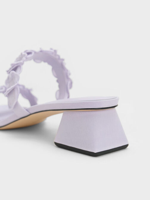 Ruffled Cotton Heeled Mules, Lilac, hi-res