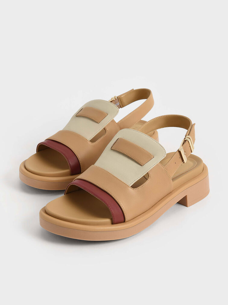 Blake Leather Slingback Heeled Sandals, Tan, hi-res