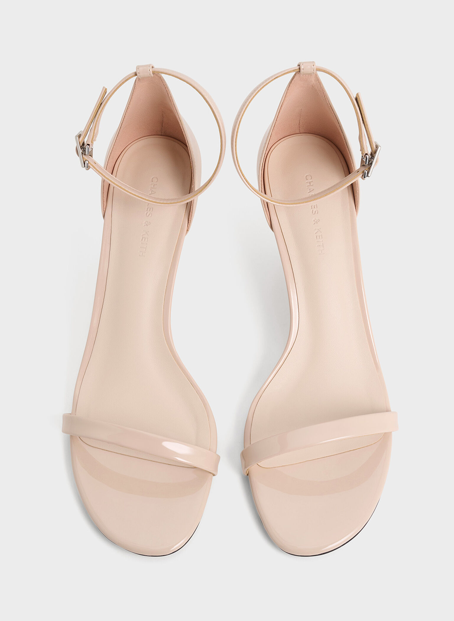 Patent Stiletto-Heel Ankle-Strap Sandals, Nude, hi-res
