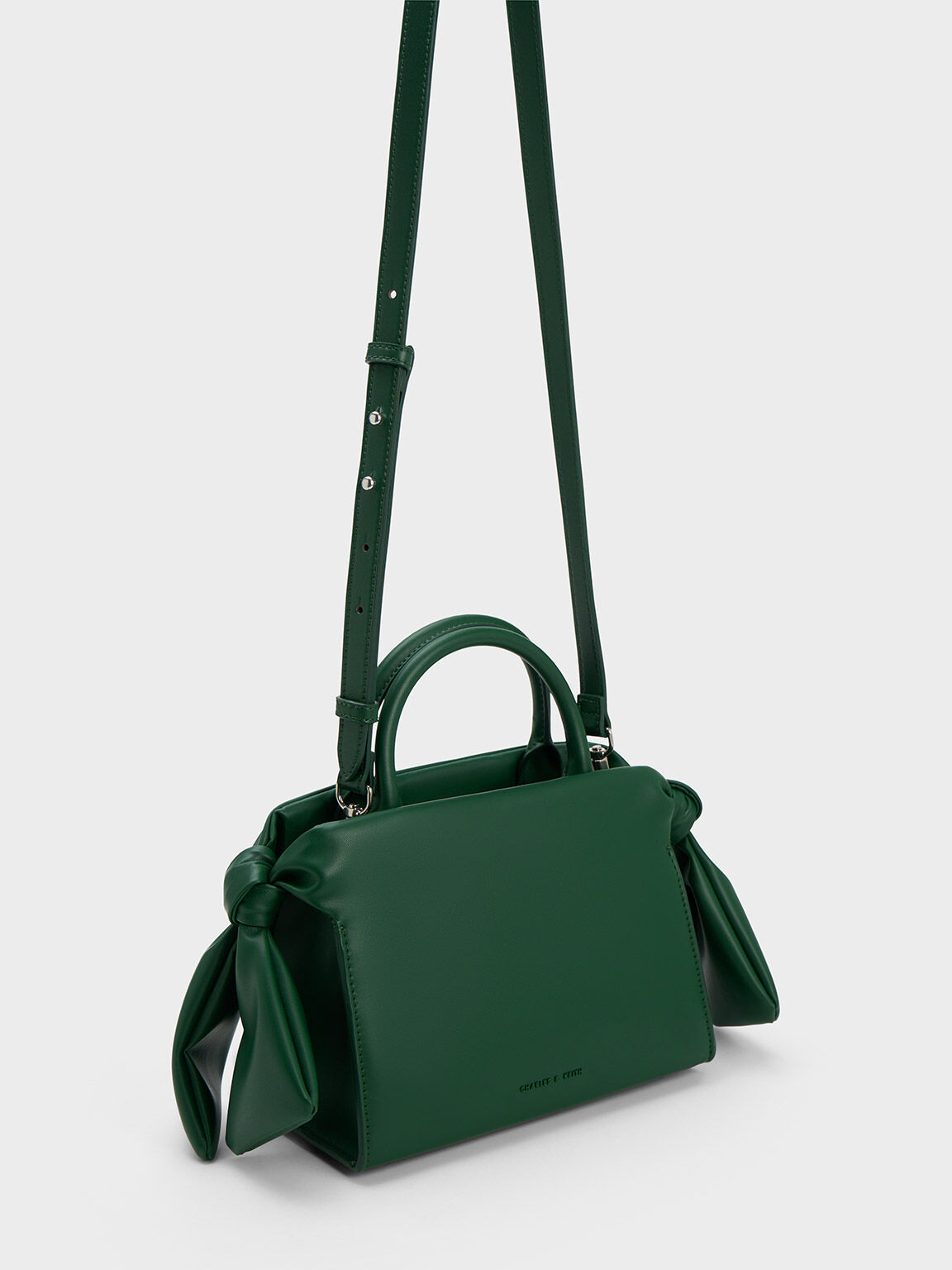 Dark Green Bow Trapeze Tote Bag CHARLES KEITH IL