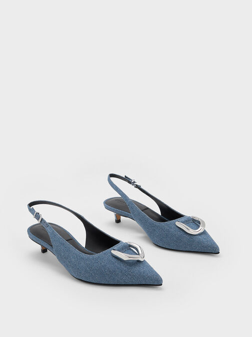 Gabine Denim Slingback Pumps, Blue, hi-res