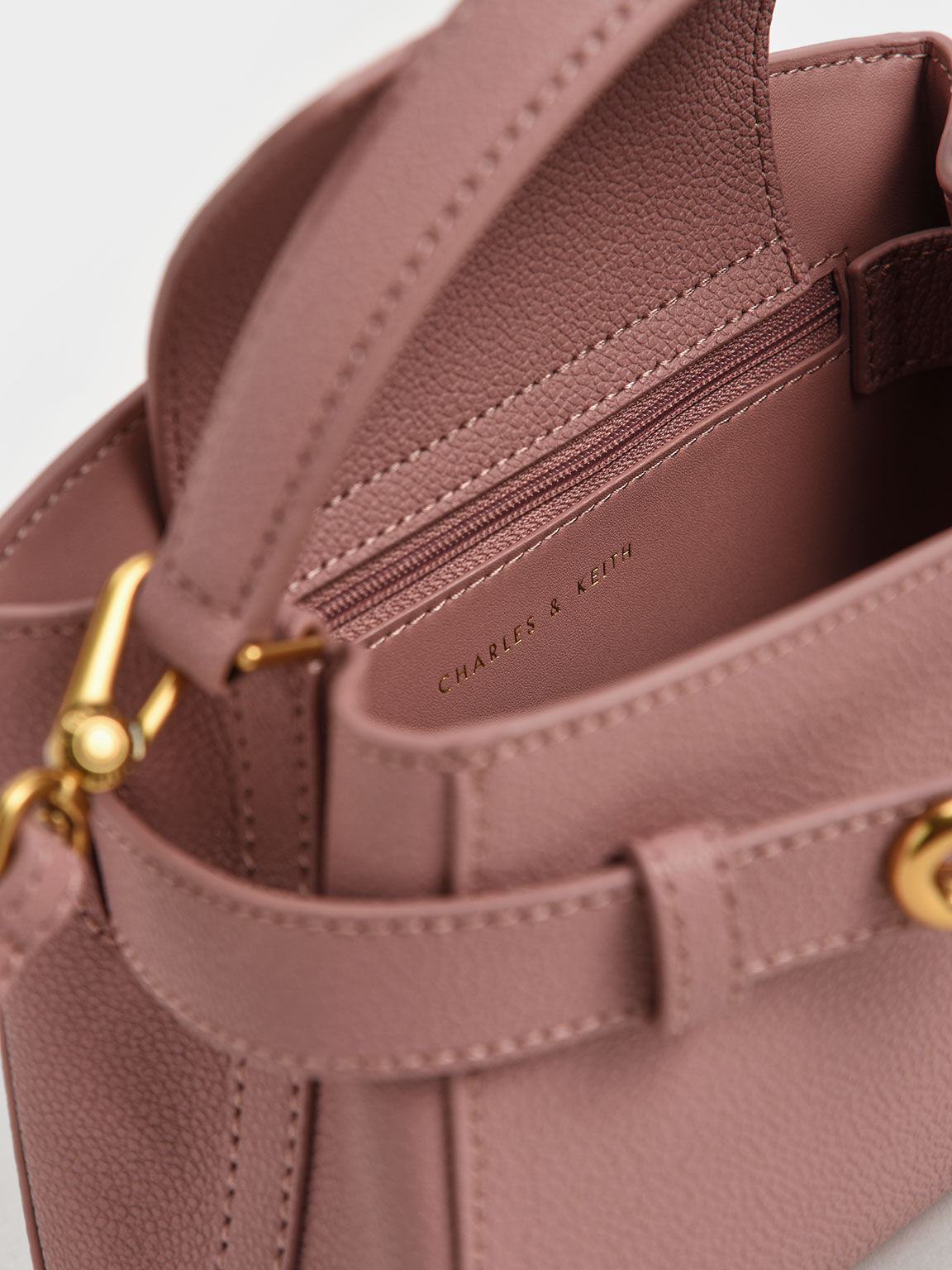 Aubrielle Metallic-Buckle Top Handle Bag, Mauve, hi-res