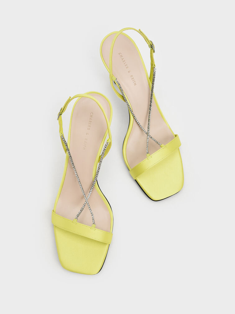 Adel Recycled Polyester Gem-Strap Stiletto Sandals, Lime, hi-res