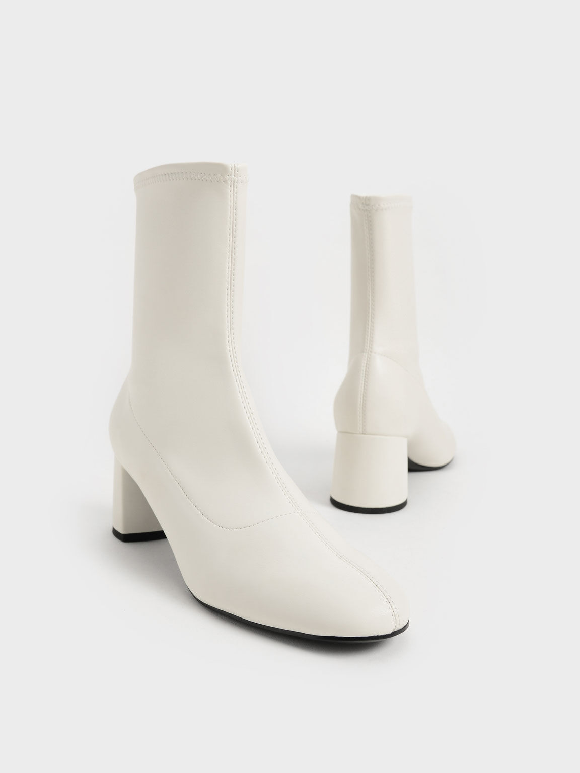 Stitch-Trim Ankle Boots, Chalk, hi-res