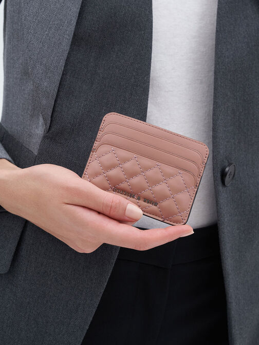 Cleo Quilted Card Holder, Blush, hi-res