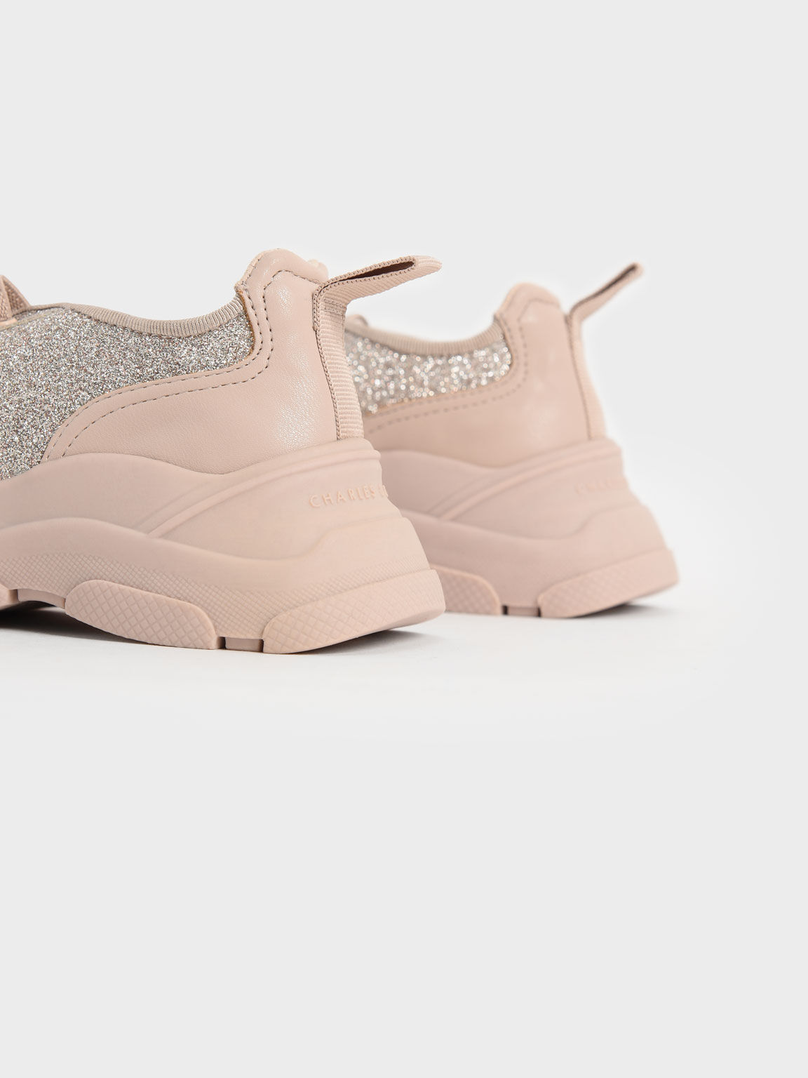Girls' Glitter Chunky Sneakers, Pink, hi-res