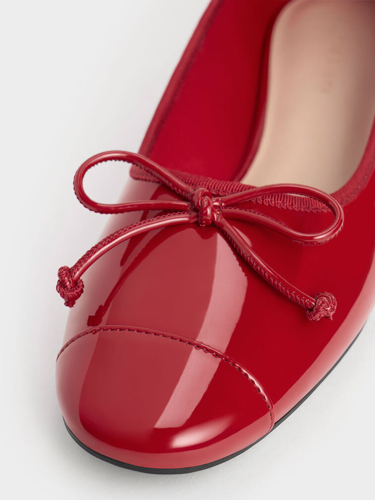 Bow Ballet Flats, Red, hi-res