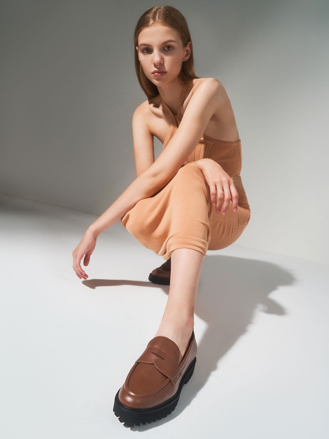 Chunky sale tan loafers