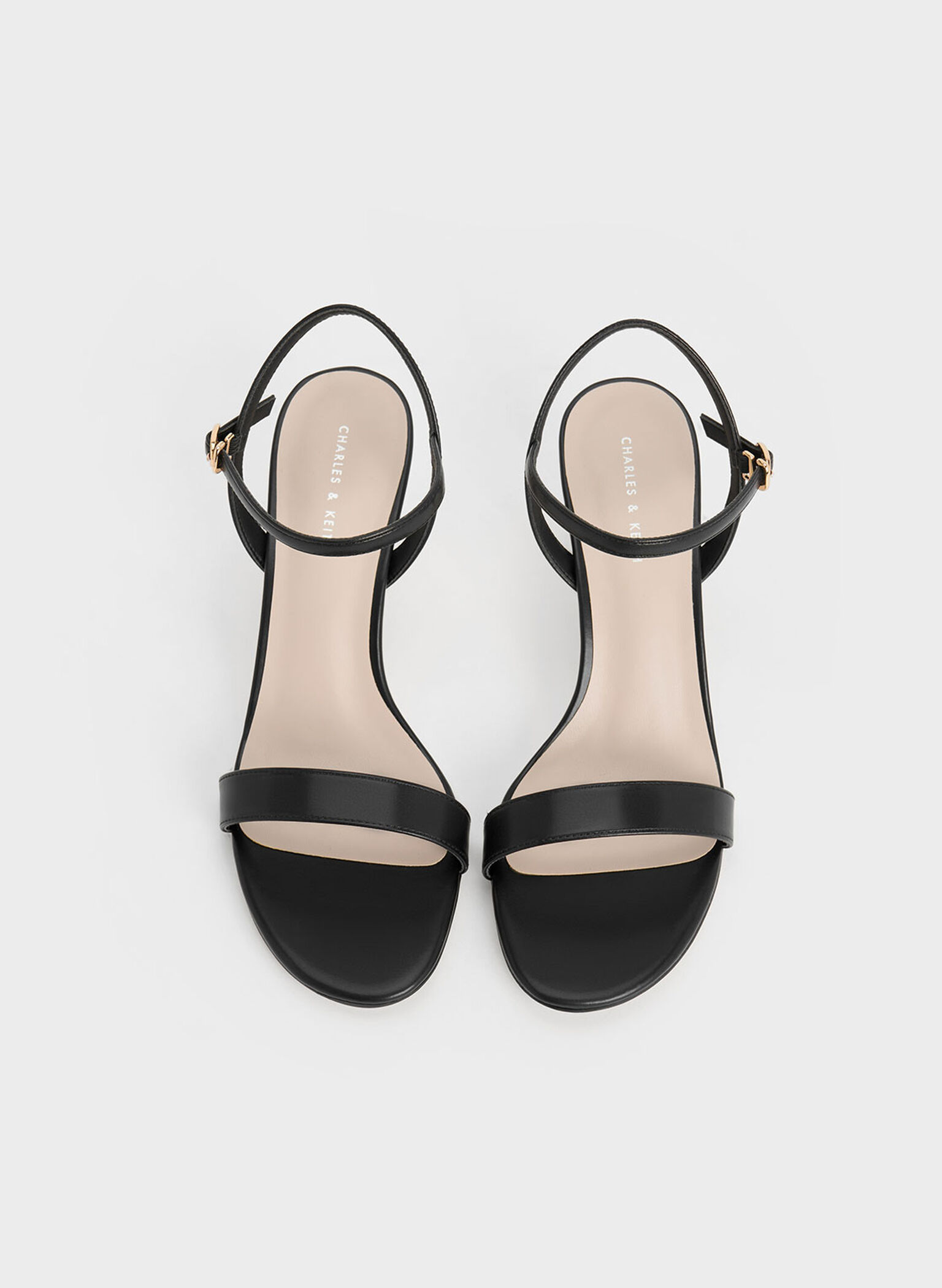 Oleana Clear Trapeze Heel Sandals, Black, hi-res