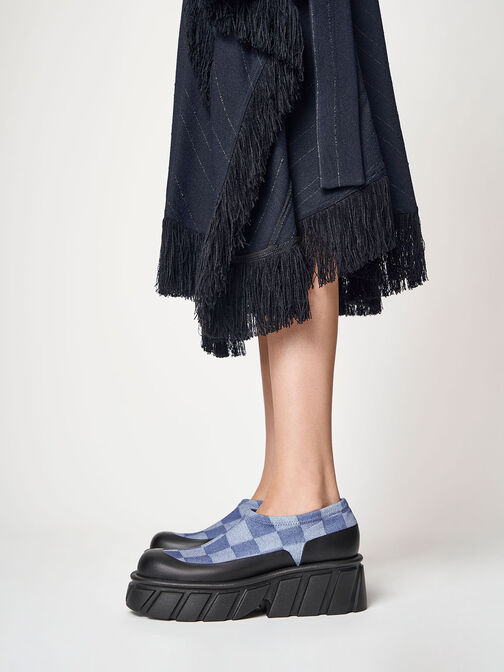 Aberdeen Checkered Denim Slip-On Sneakers, Multi, hi-res
