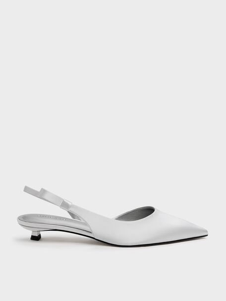 Brantley Bow Slingback Kitten Heels, Grey, hi-res