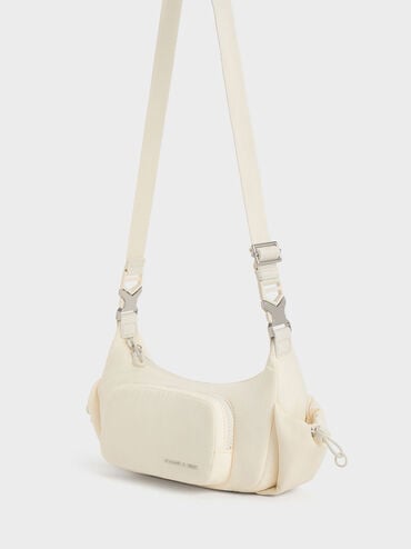 Soleil Nylon Shoulder Bag, Cream, hi-res