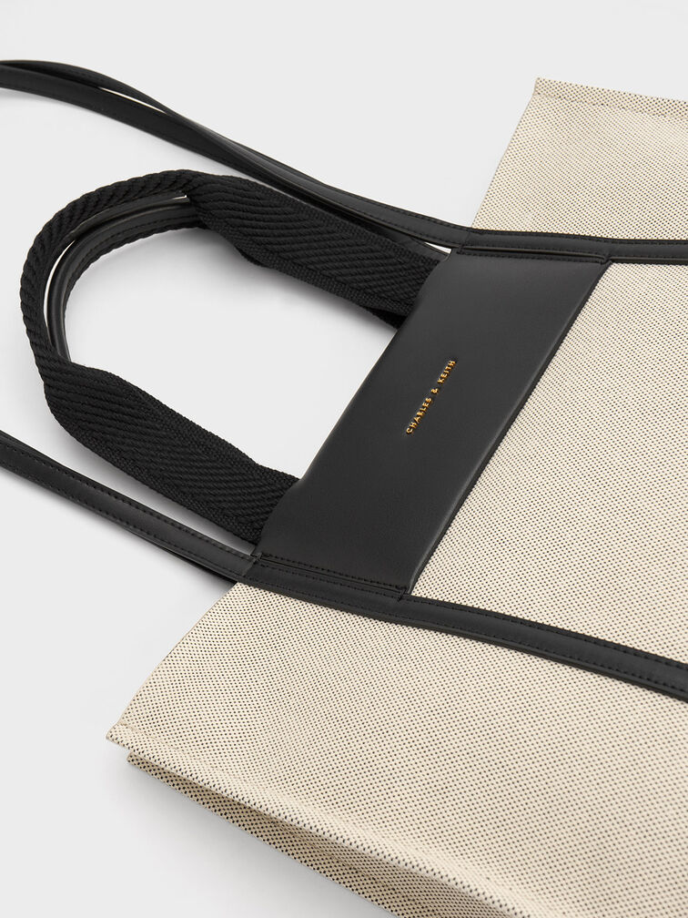 Shalia Canvas Tote Bag, Black, hi-res