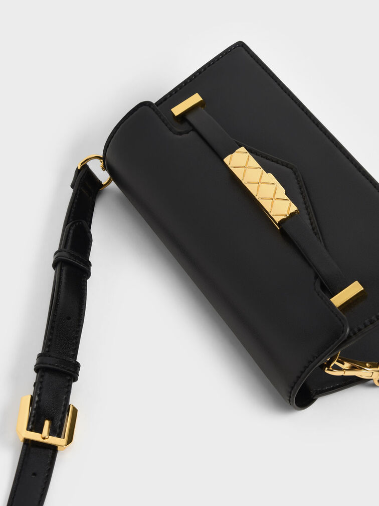 Mini Sabrina Envelope Shoulder Bag, Black, hi-res