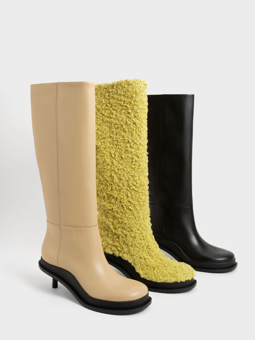 Frida Leather Knee-High Boots, Sand, hi-res