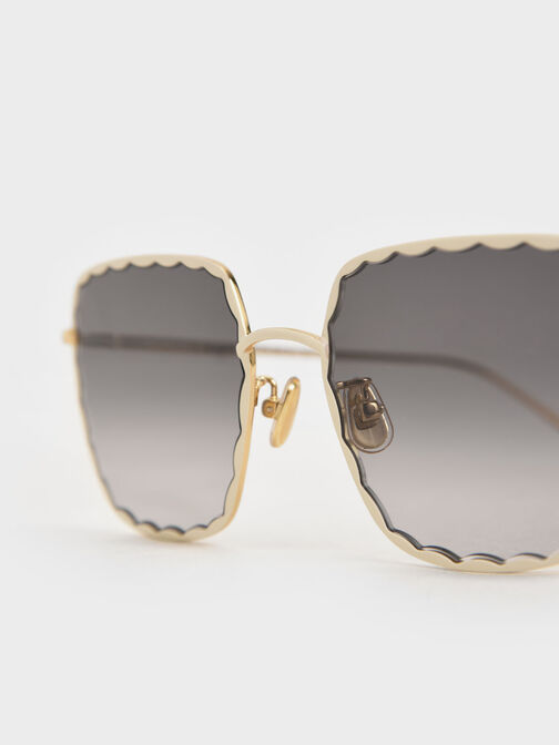 Scallop Trim Butterfly Sunglasses, Cream, hi-res