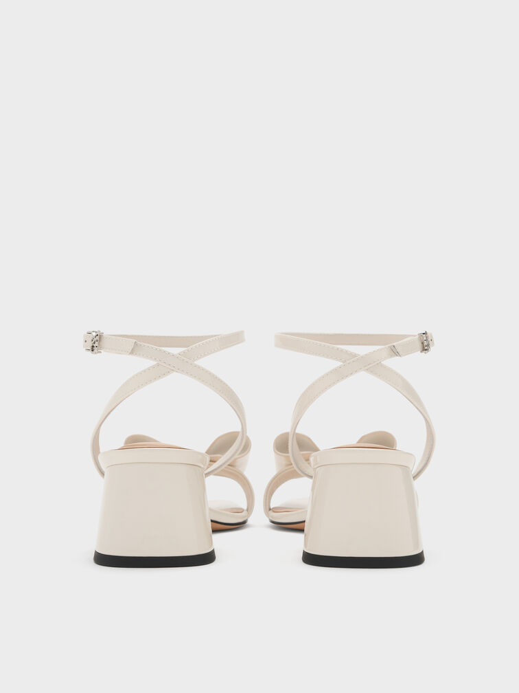 Lu Patent Leather Bow Heeled Sandals, Chalk, hi-res