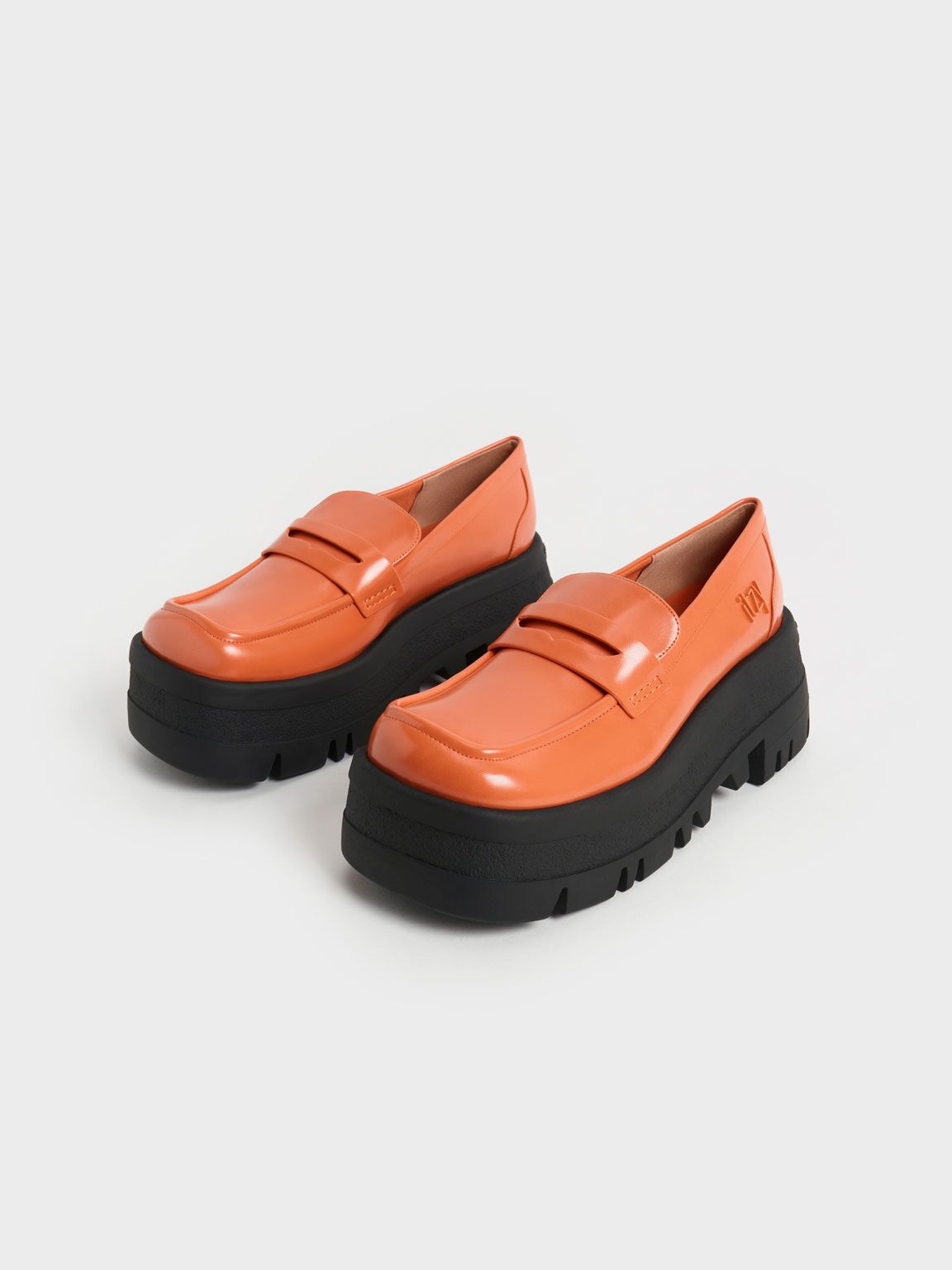 Rainier Chunky Platform Penny Loafers, Orange, hi-res