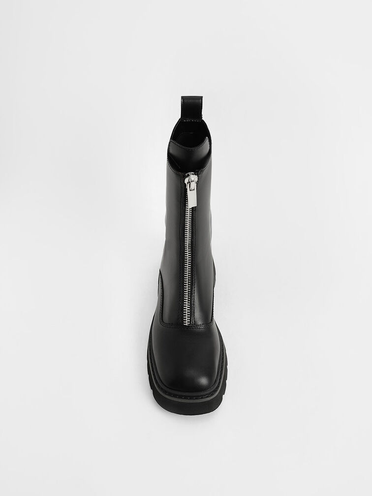 Billie Front-Zip Ankle Boots​, Black, hi-res