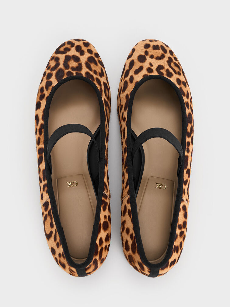 Sapatilhas Mary Jane texturizadas com estampa de leopardo, Multi, hi-res