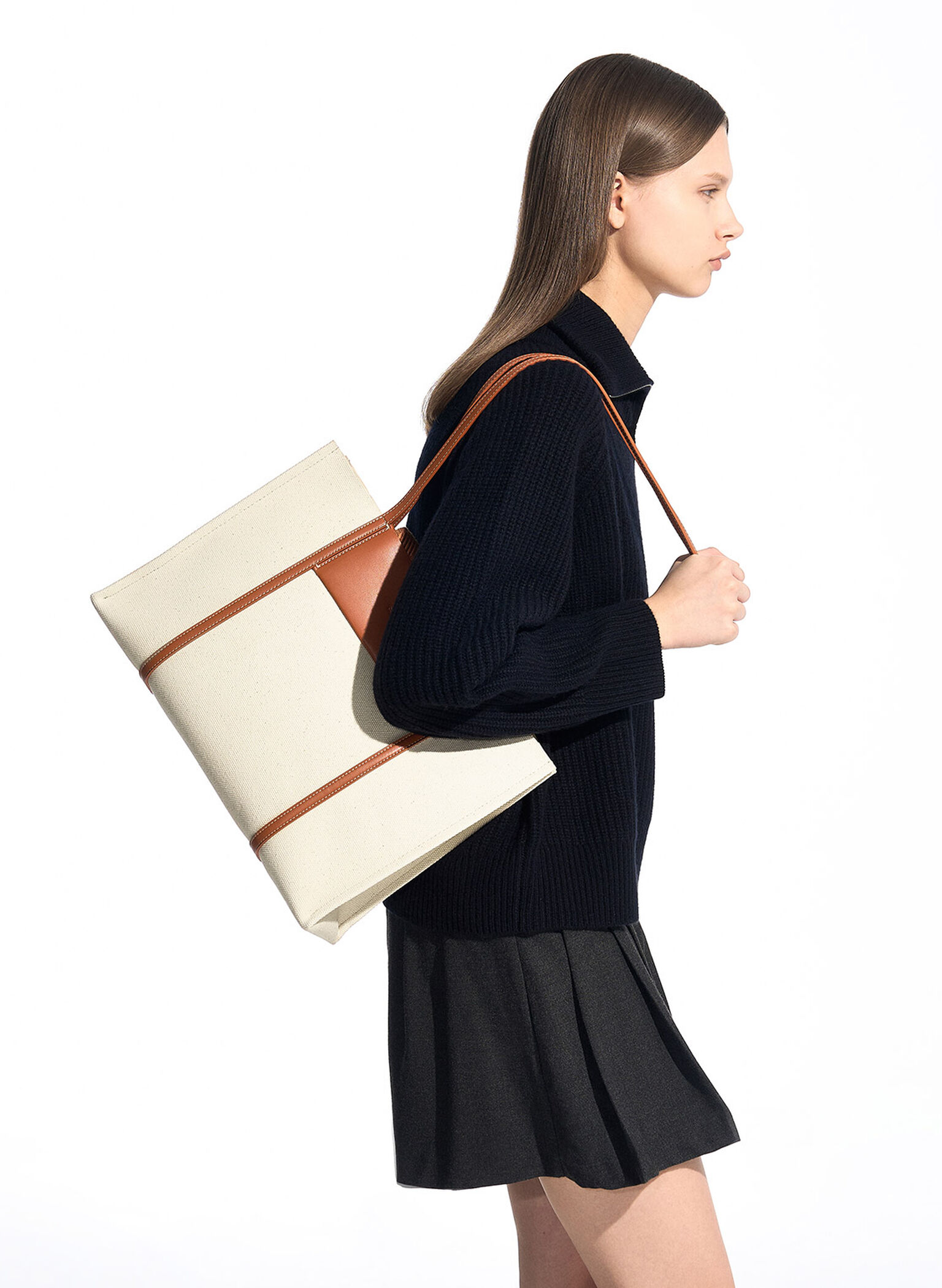 Bolso tote Shalia grande con doble asa, Coñac, hi-res