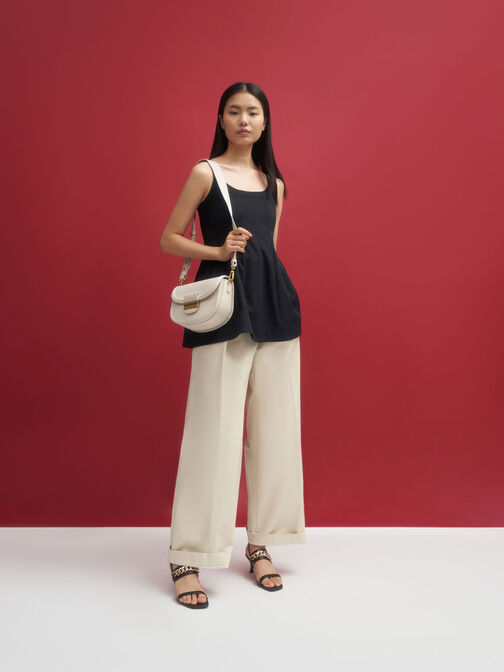 Embellished Saddle Bag, Cream, hi-res