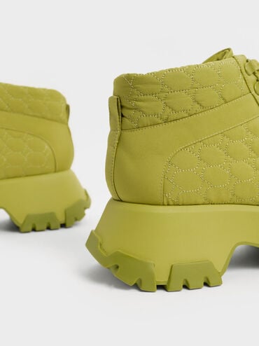 Recycled Polyester High-Top Sneakers, Lime, hi-res