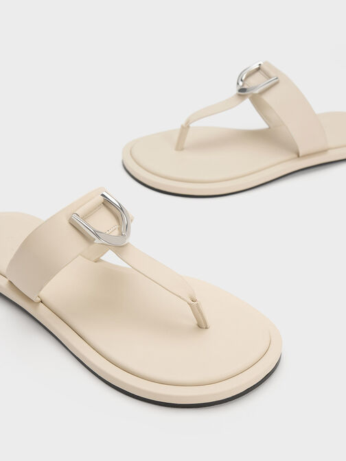 Gabine Leather Thong Sandals, Chalk, hi-res