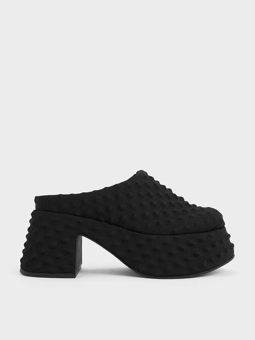 立體釘厚底穆勒鞋, 黑色特別款, hi-res