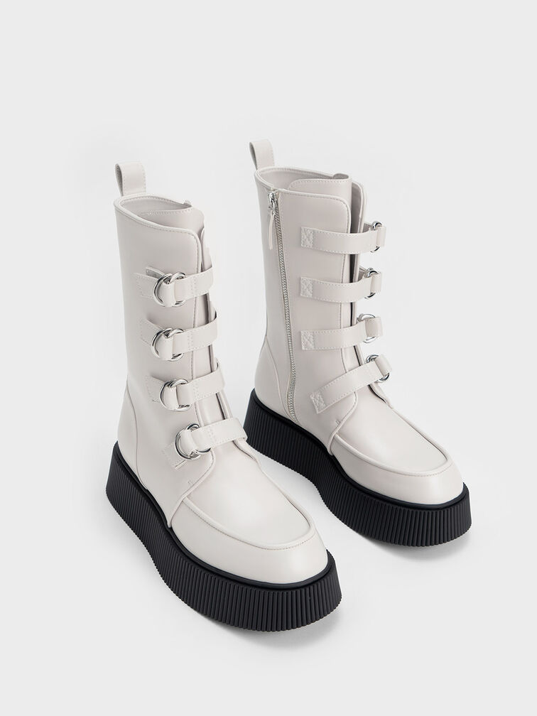 Cordova 釦環厚底靴, 白色, hi-res