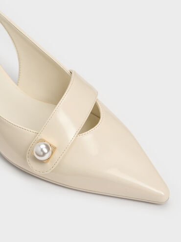 Marie Pearl Slingback Pumps, Cream, hi-res