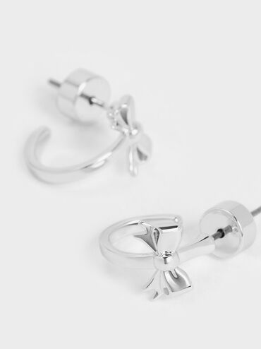 Paige Ribbon Stud Earrings, Silver, hi-res