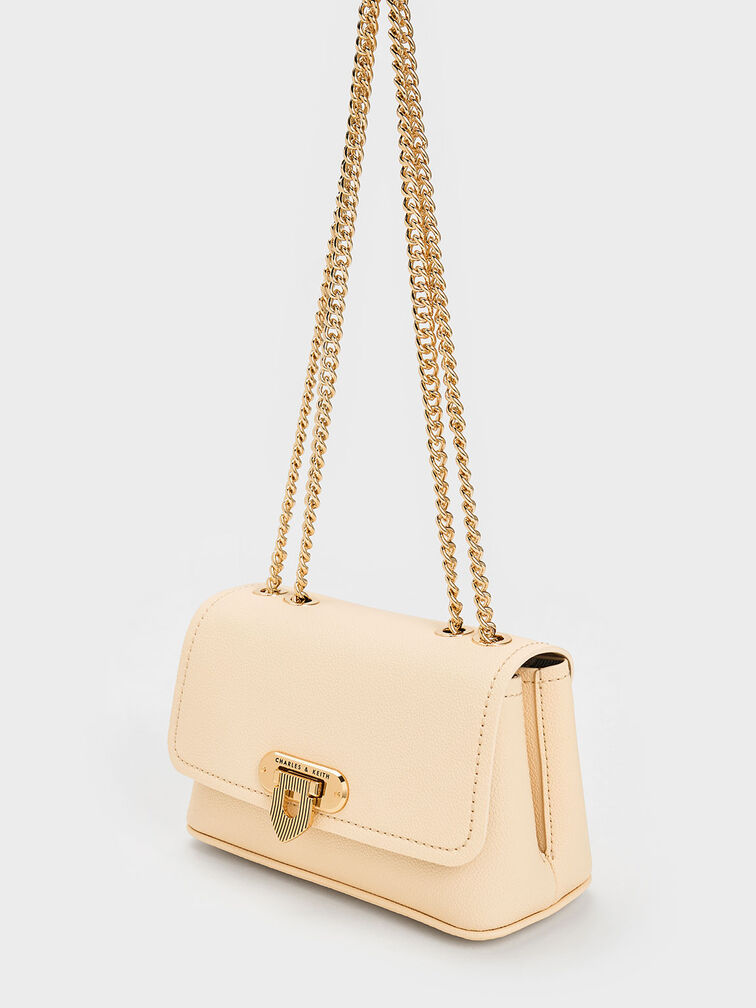 Charles & Keith Alcott Push-lock Chain Bag in White