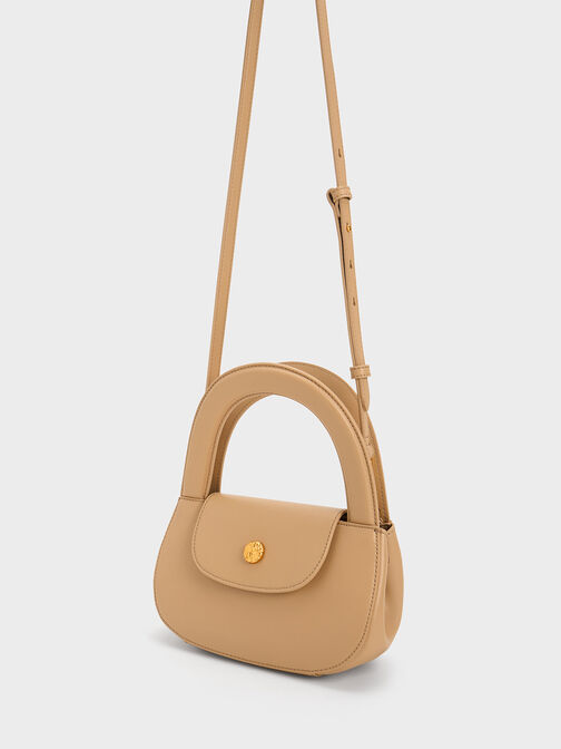 Double Handle Curved Tote, Nude, hi-res