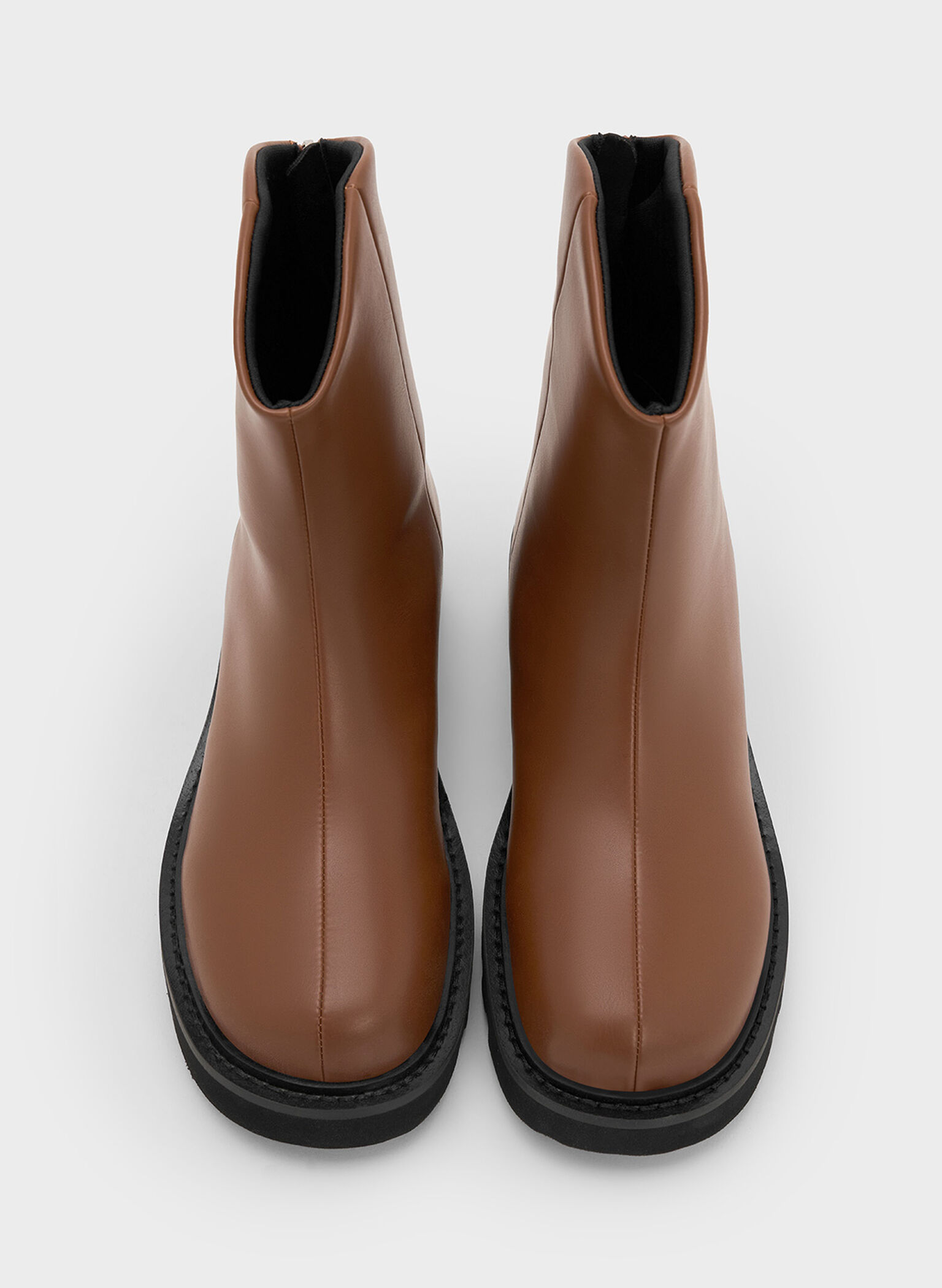 Girls' Chunky Ankle Boots, Brown, hi-res