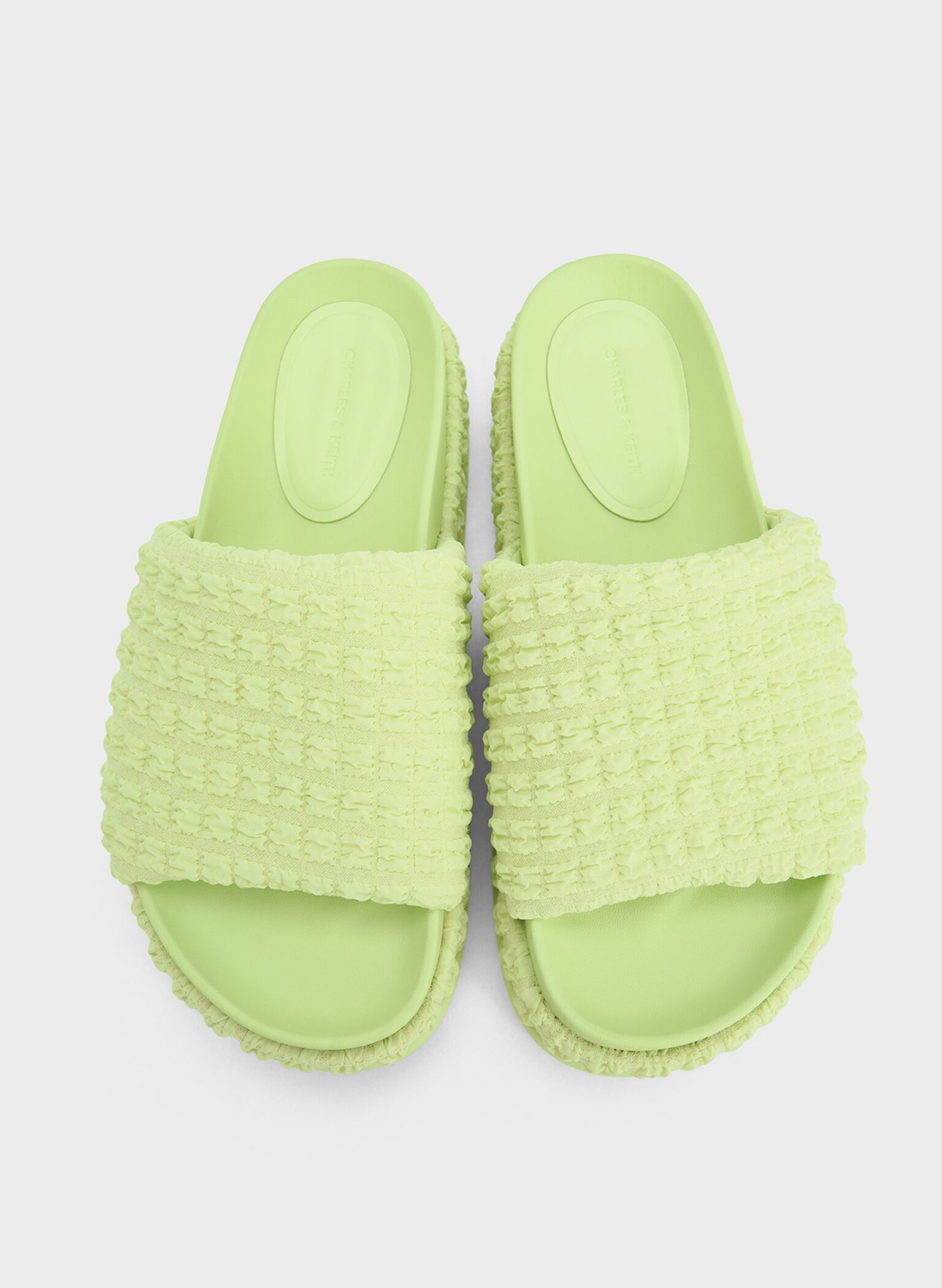 Loren Textured Platform Sandals, Light Green, hi-res