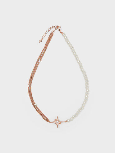 Estelle Star & Pearl Choker Necklace, Rose Gold, hi-res