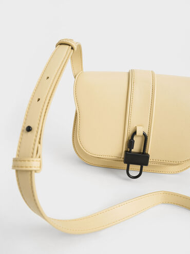 Balta Padlock Crossbody Bag, Beige, hi-res