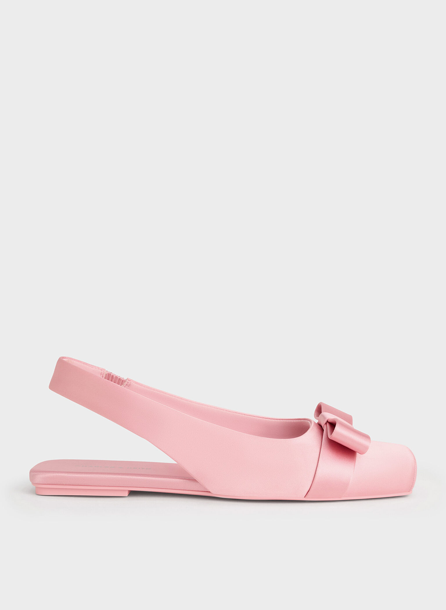 Satin Bow Slingback Ballet Flats, Pink, hi-res
