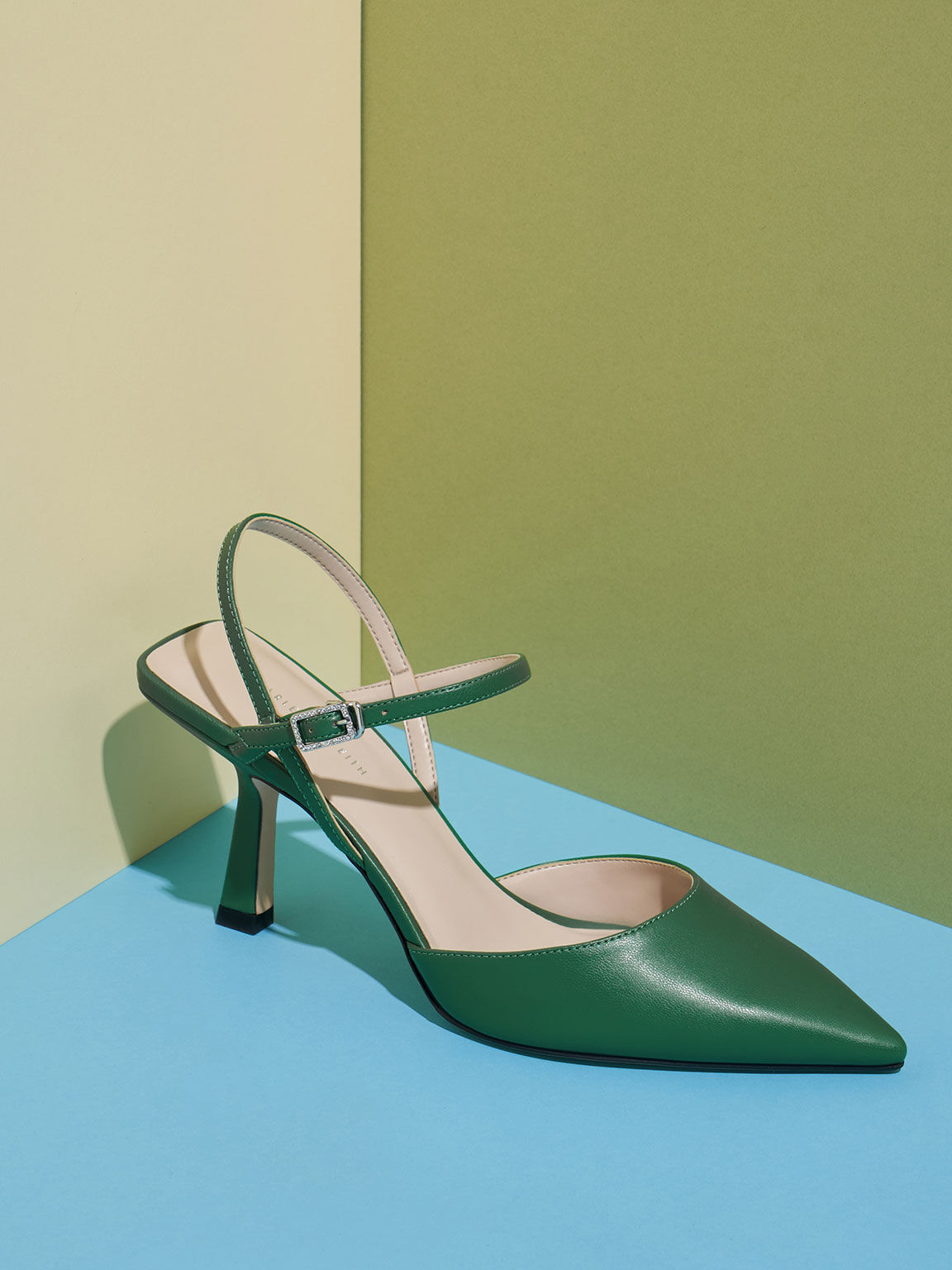 Green Pointed-Toe Ankle Strap Pumps - CHARLES & KEITH International