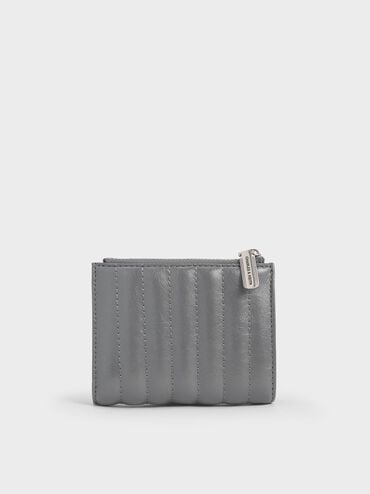 Cartera Donna efecto arrugado con cremallera y paneles, Gris, hi-res