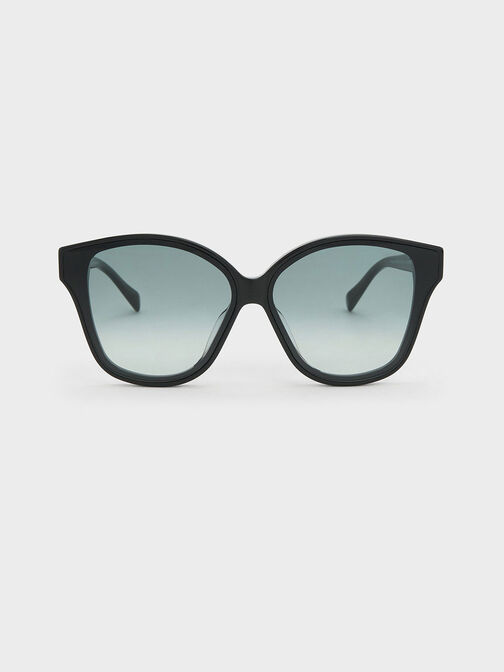 Recycled Acetate Classic Butterfly Sunglasses, Black, hi-res