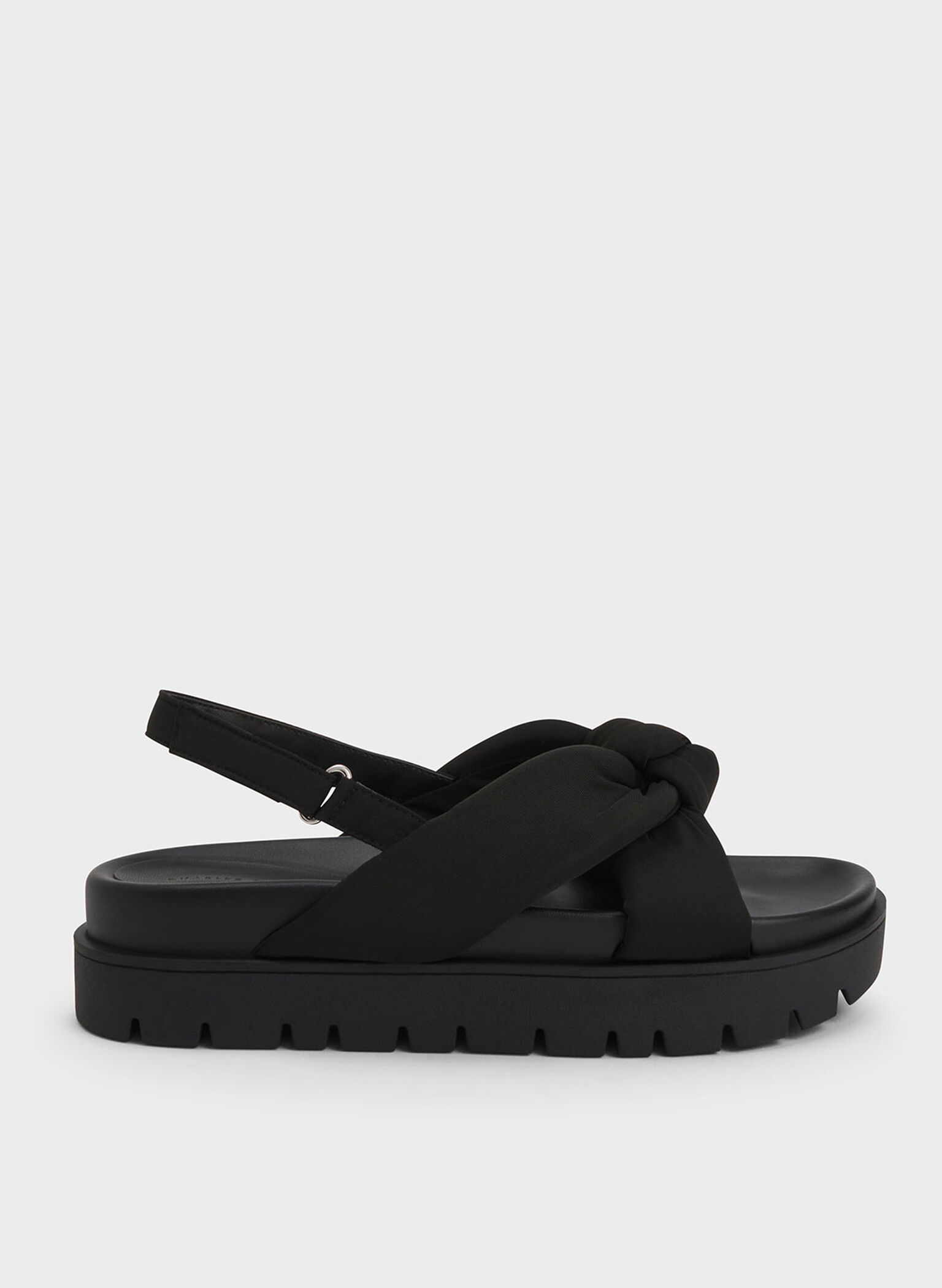 Black Nylon Knotted Flatform Sandals - CHARLES & KEITH US